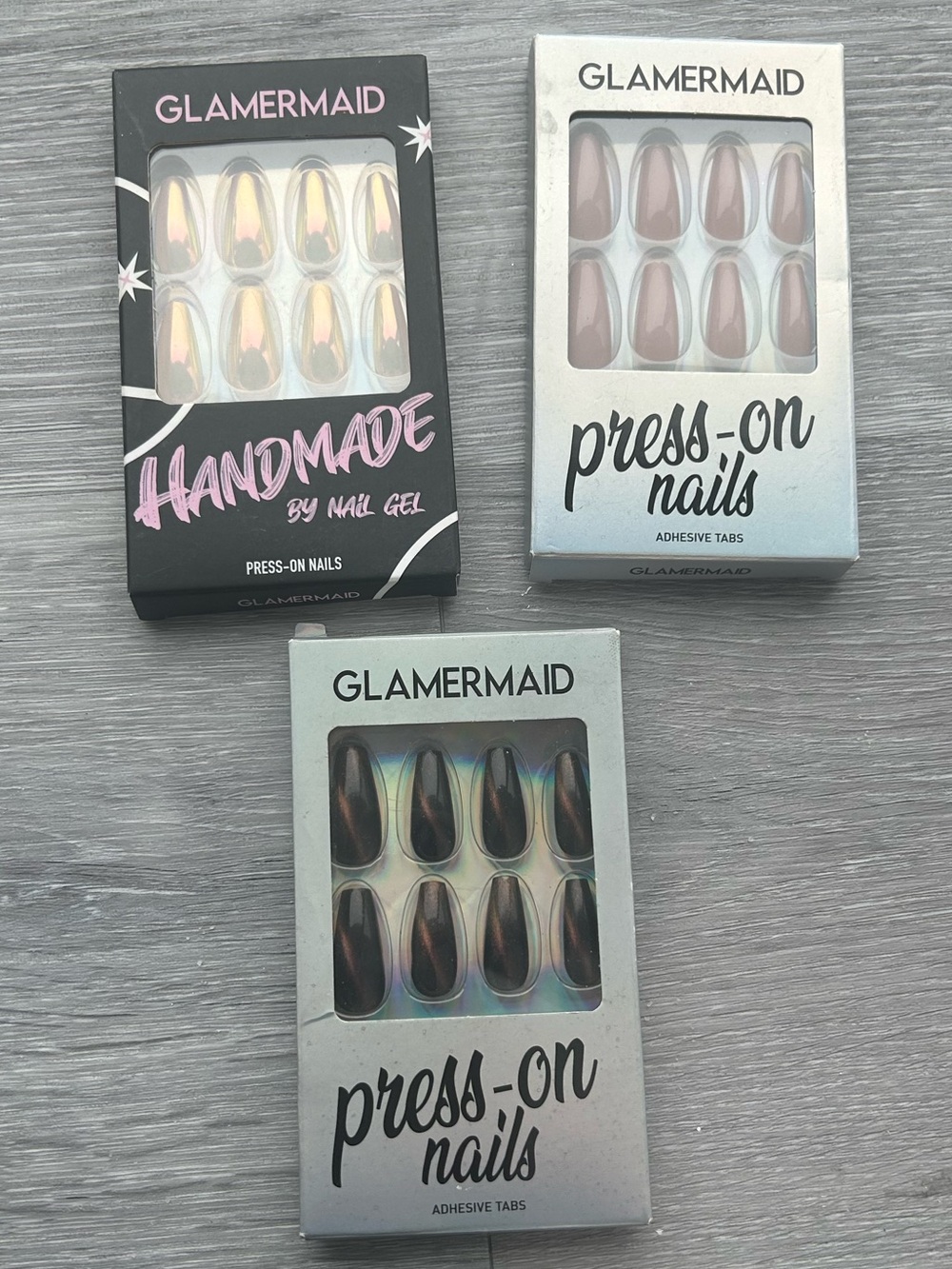 Glamermaid Press-On Nails Set - Assorted Pink, Nude, Chrome